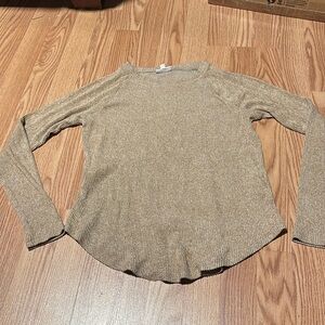 SO woman’s small brown tan sweater- warm, soft and very comfortable